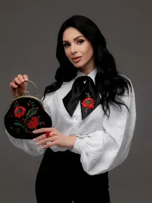 Комплект Сумочка "Петриківська вишивка" + Брошка - краватка