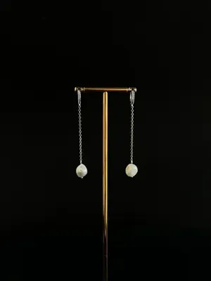 Boucles d'oreilles chaîne avec perles naturelles