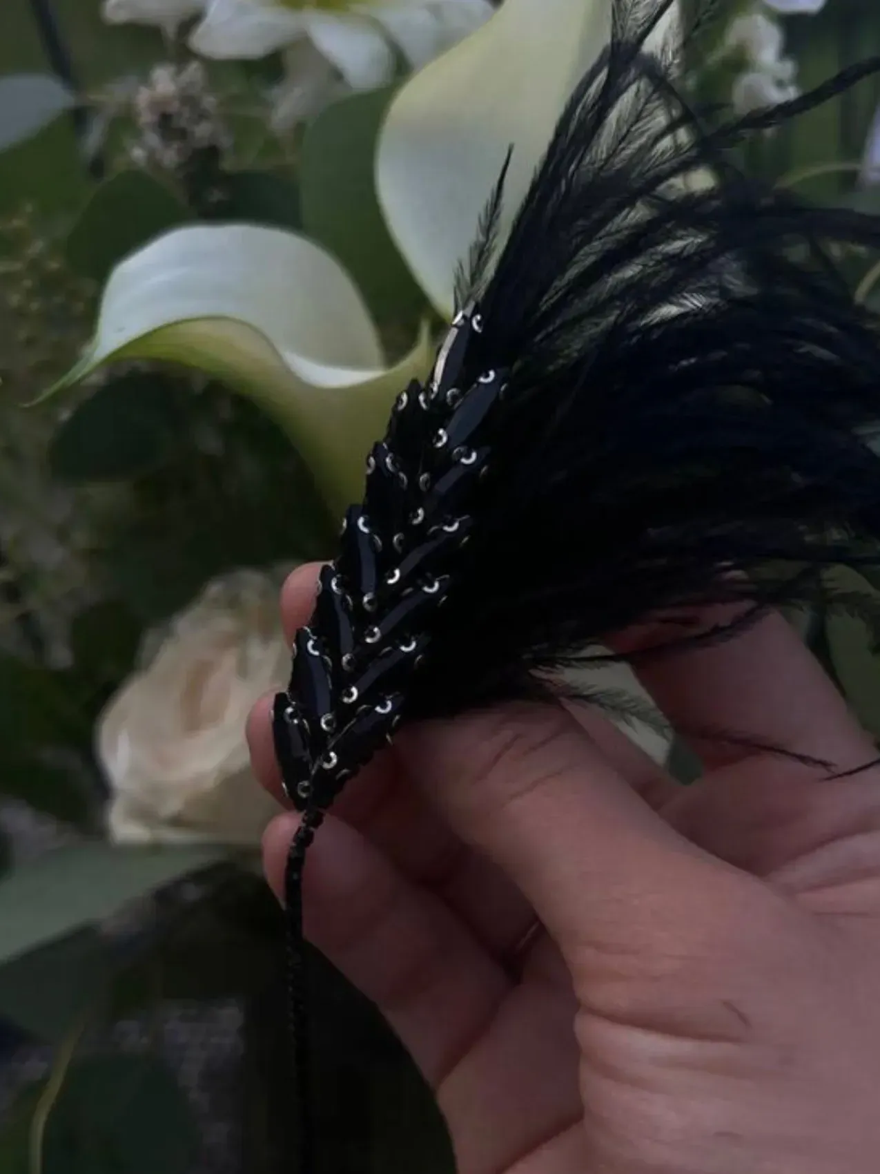 Broche "Épi" avec plumes, noir