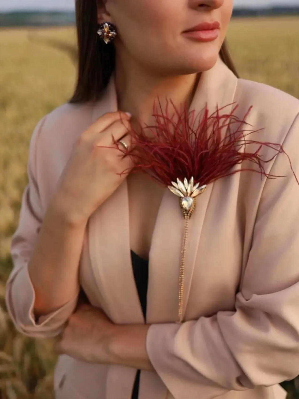 Broche "Bleuet" bordeaux