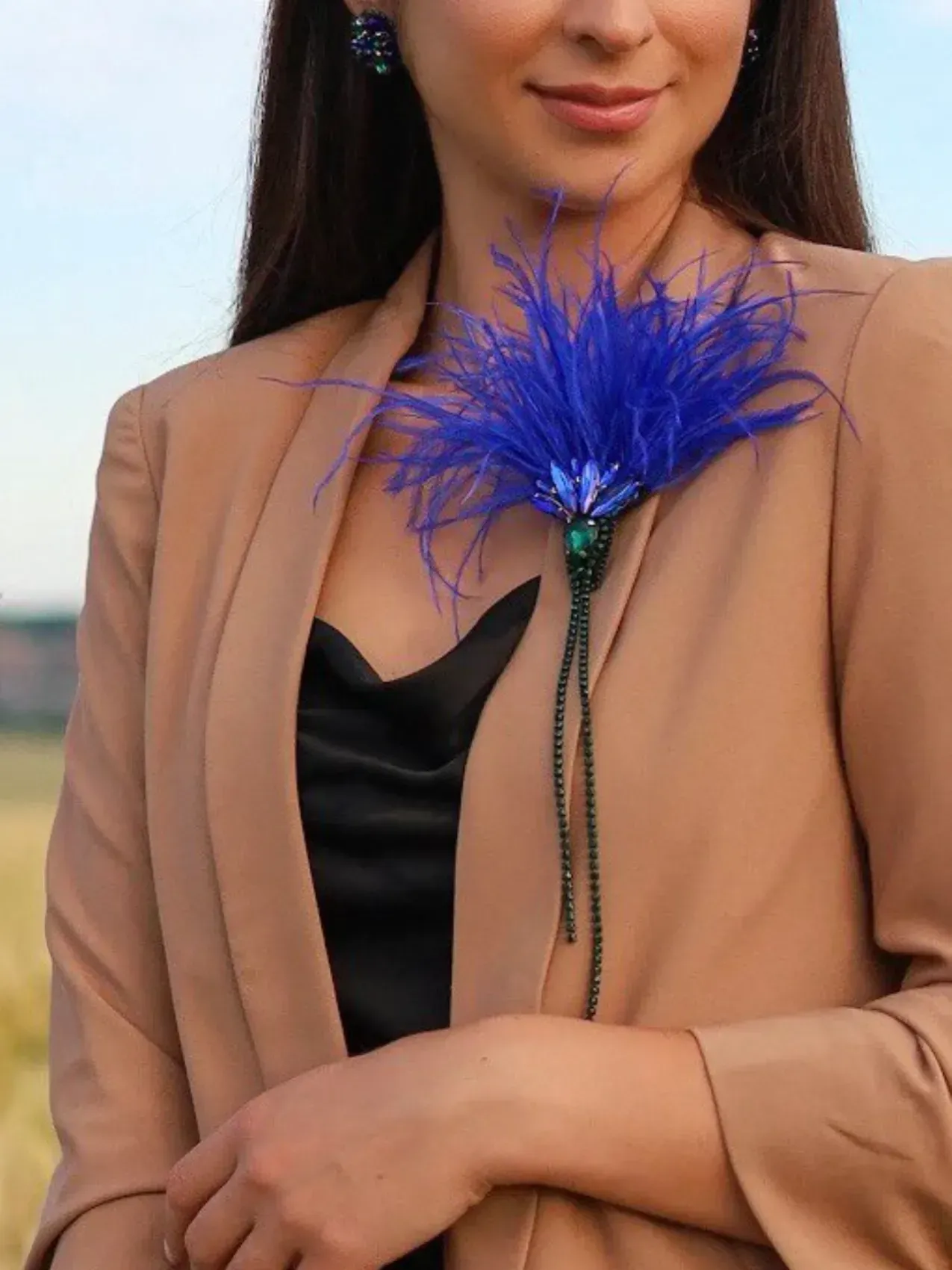 Broche "Bleuet" bleue