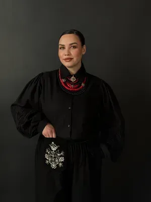 Сумочка-ладунка (кишеня) "Дерево життя", замшева, чорна