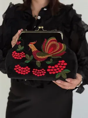 Sac en velours "Petit coq" noir