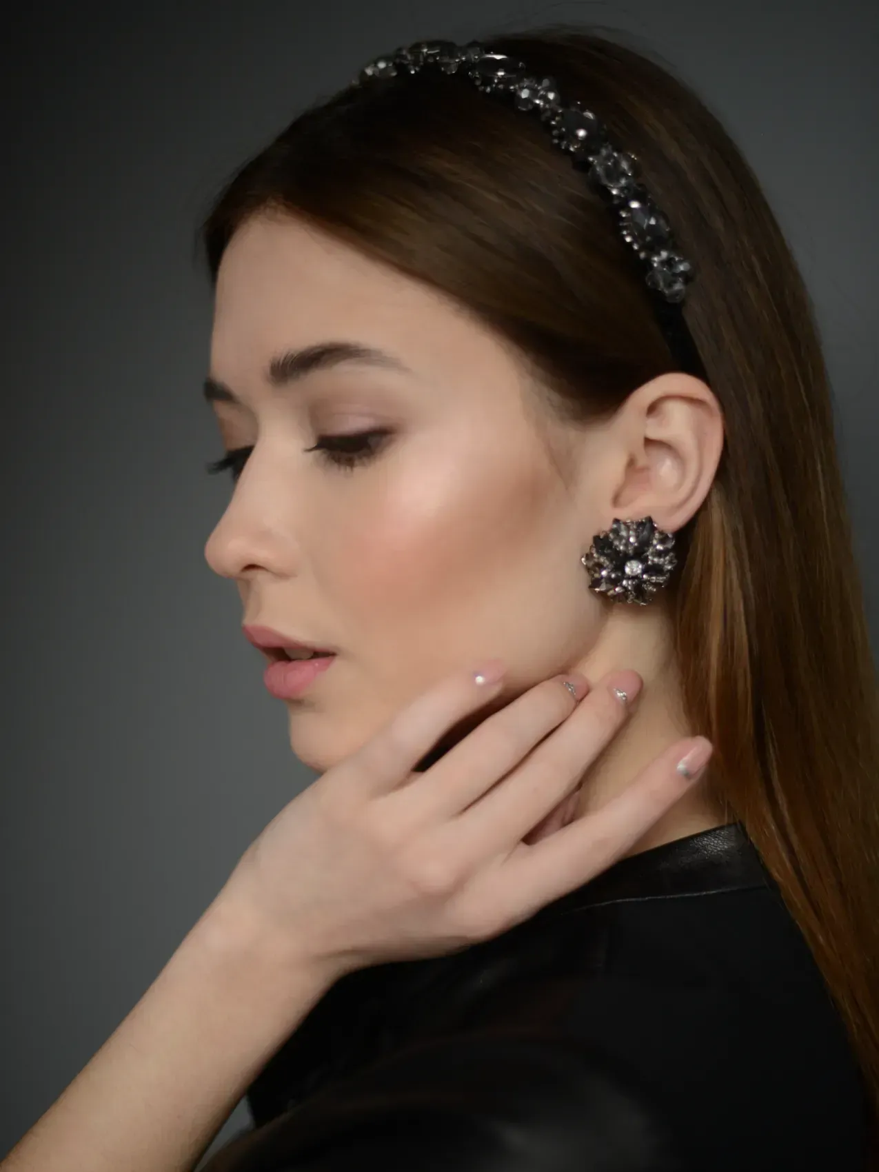 Сережки "Charlotte", графіт