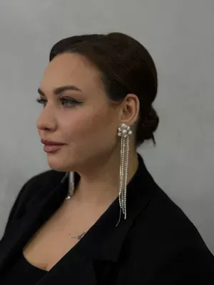 Сережки «Pearl» з срібним ланцюжком та ланцюжком з перлинками