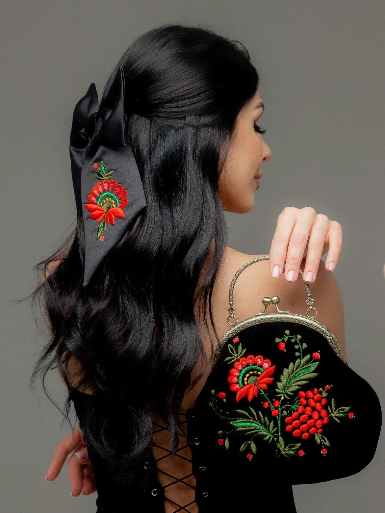 Barrette nœud «Peinture de Petrykivka»