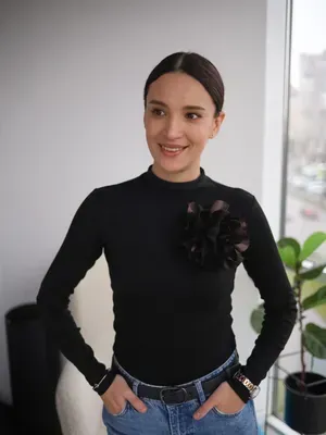 Брошка атласна "Квітка" коричнева — Фото 2
