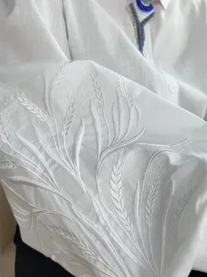Сорочка льон з вишивкою, холодний білий — photo 2