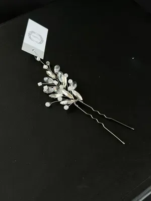 Lush hair pin with crystal and stones, silver