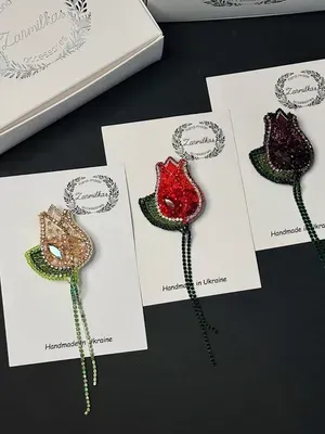 Set of Three Brooches "Tulip"