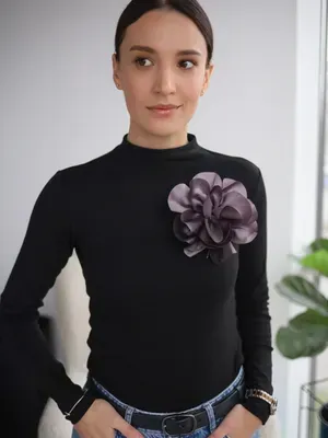 Брошка атласна "Квітка" сіра
