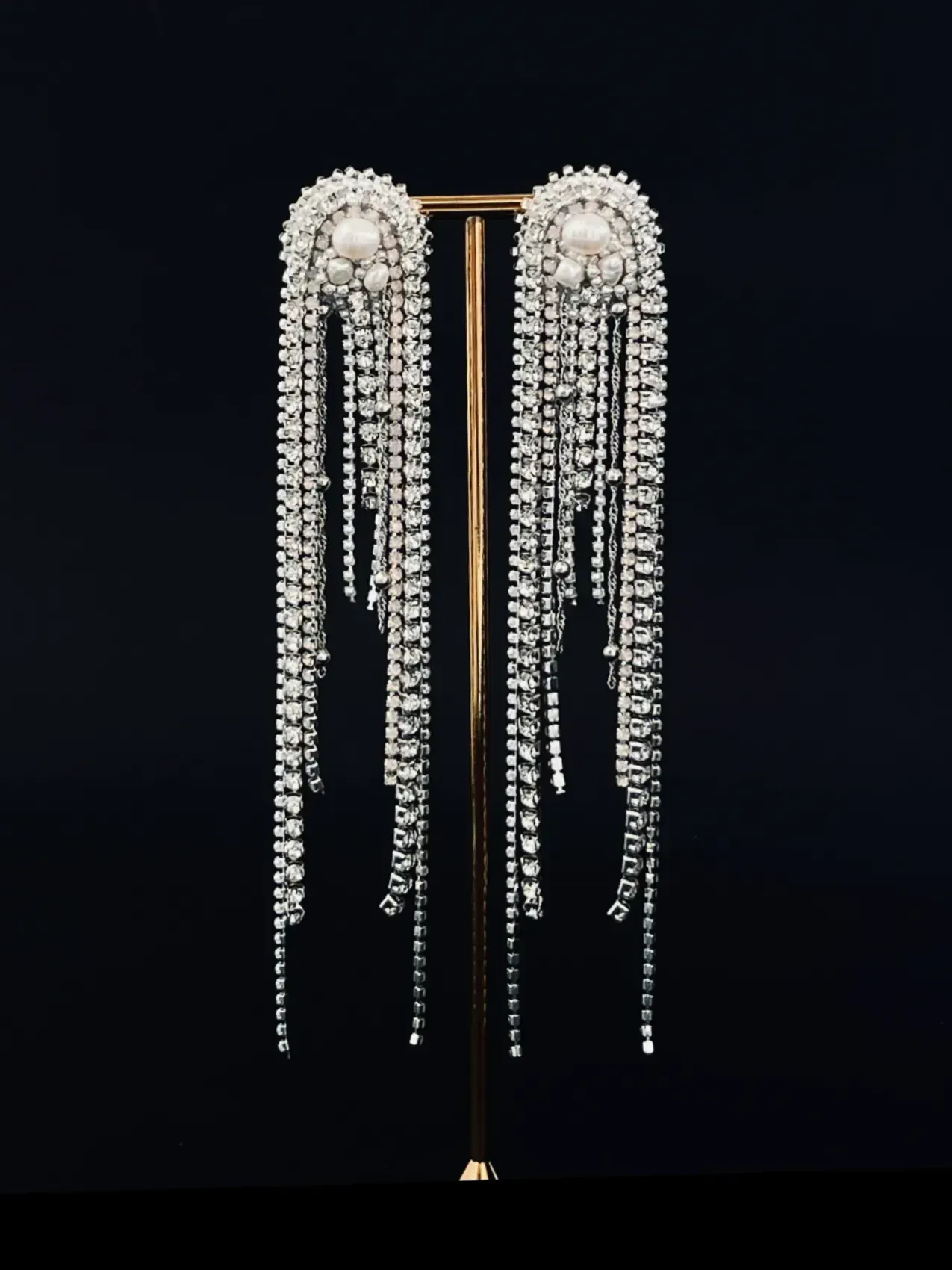 Сережки "Pearl", срібні з ланцюжками каскад — photo 2