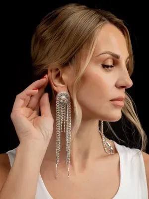 Сережки "Pearl", срібні з ланцюжками каскад