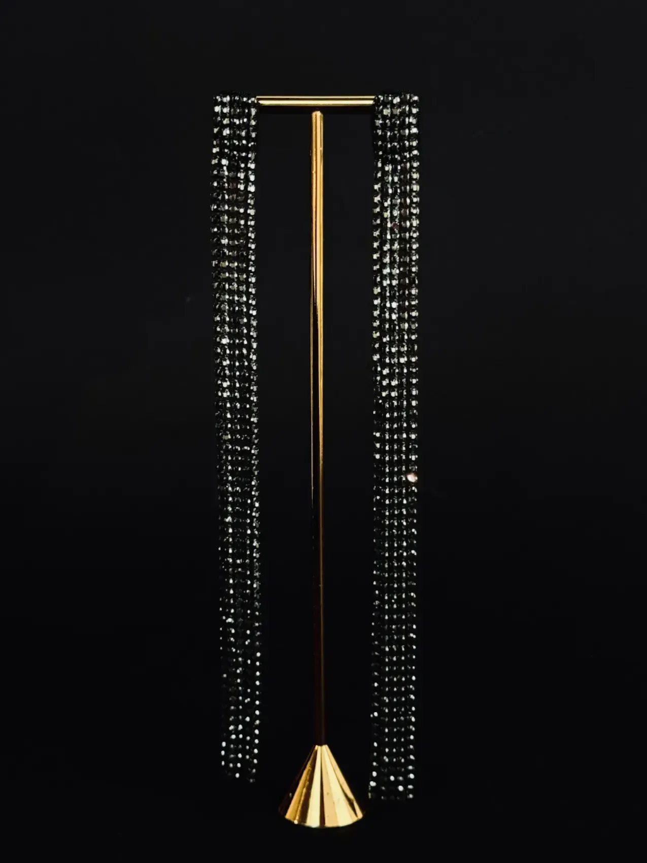 Boucles d'oreilles à chaînes de strass, graphite