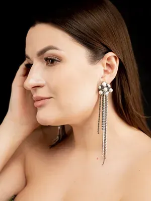 Boucles d'oreilles « Pearl » avec chaîne pêche
