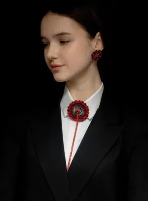 Брошка "Кульбаба" червона — photo 3