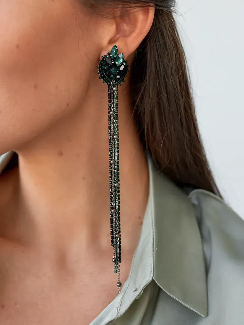 Сережки "Mucha", зелені — Сережки