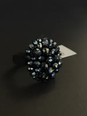 Hair Scrunchie "Milan", black-haematite