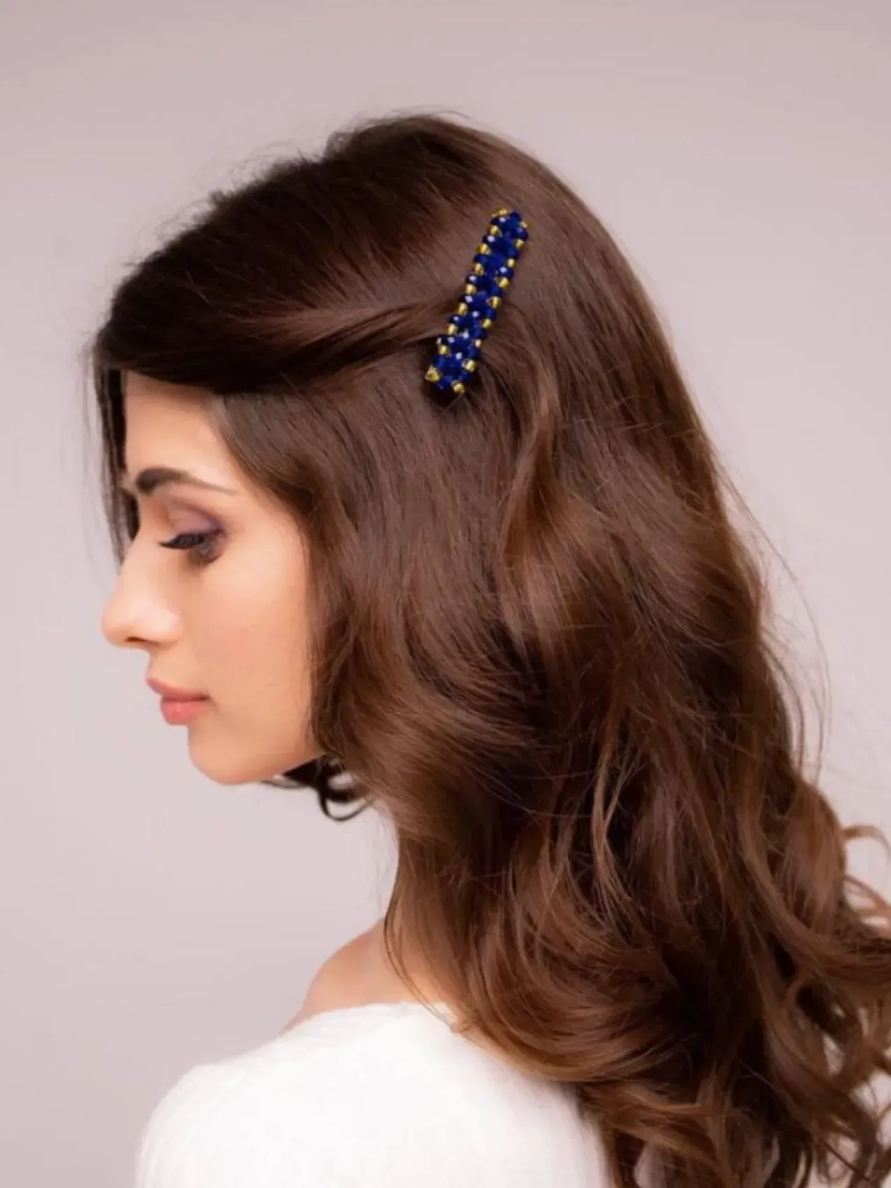 Barrette bleu-jaune