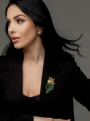 Брошка "Тюльпан", жовта
