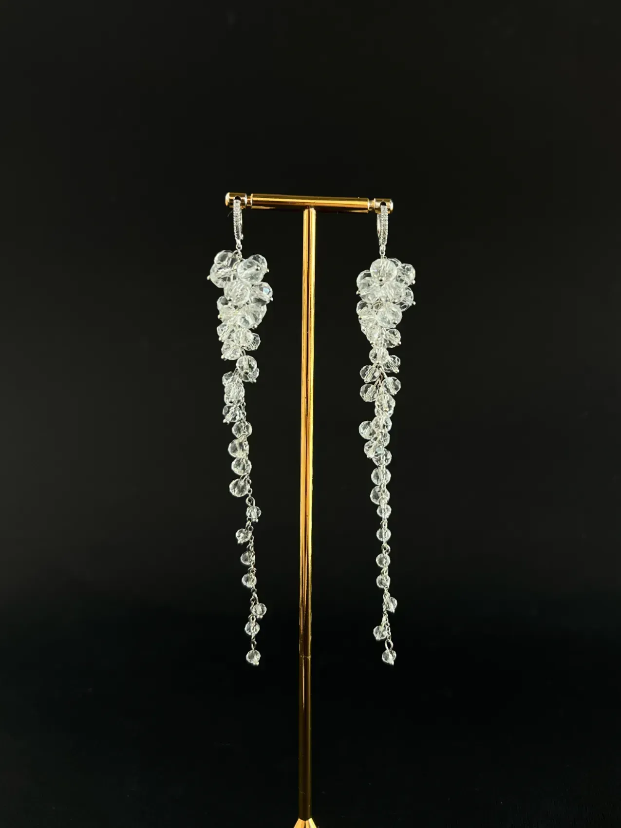 Сережки-грона довгі, прозорі