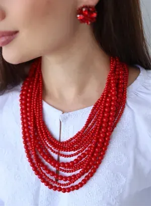 Dense eleven-strand "Kalyna" necklace