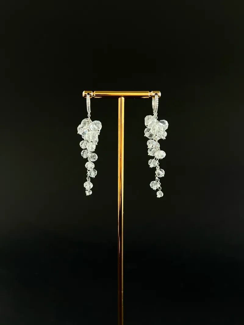 Сережки-грона короткі, прозорі — Сережки