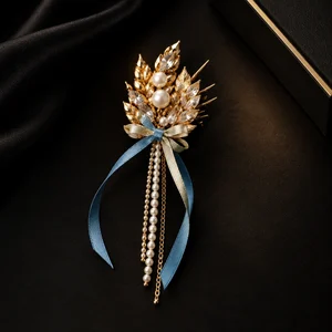 Brooch "Kolossya" with Ribbon, Gold-Tone — Photo 3