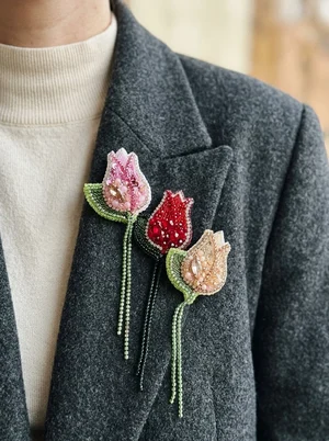 Set of Three Brooches "Tulip" — Photo 1