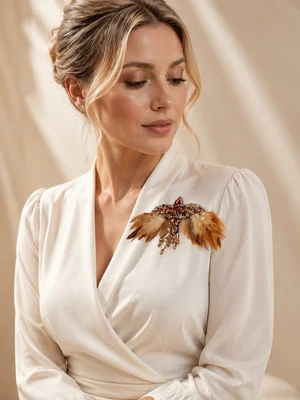Брошка "Фенікс" медовий — photo 1