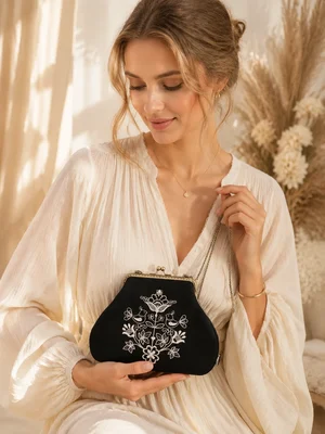 "Tree of Life" Crossbody Bag, Black