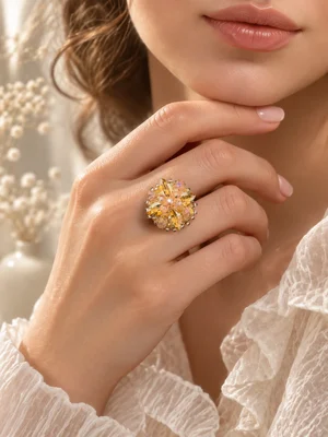 Four-stone ring, powder-champagne