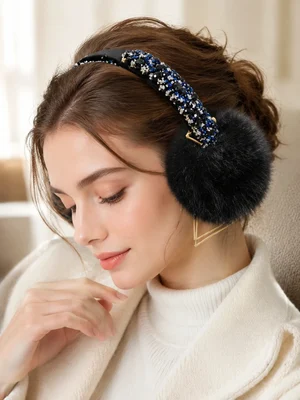 Black earrings with blue stones