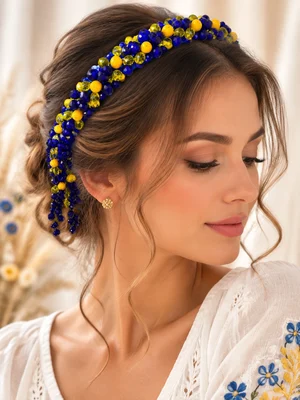 Обруч "Anna", синьо-жовтий (мікс) — photo 1