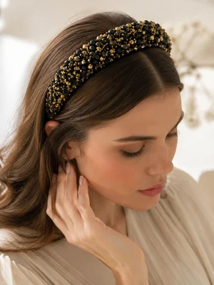 Обруч "Light Alexandra", чорно-золотий — photo 1