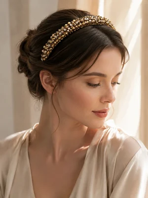 Headband "Light Alexandra", gold-champagne