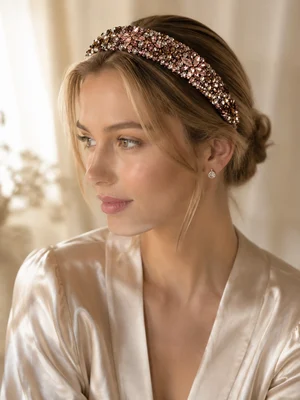 Обруч "Catherine", срібно-рожевий шампань — photo 1