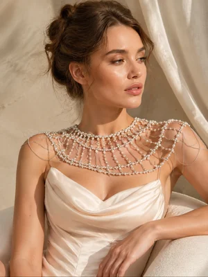 Pearl and crystal shoulder piece