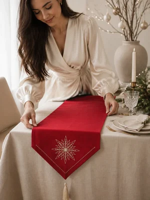 Runner «Étoile de Noël», rouge