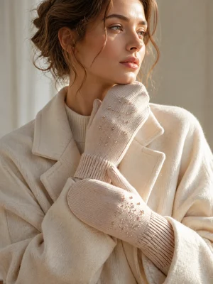 Cappuccino Gloves with Scattered Stones