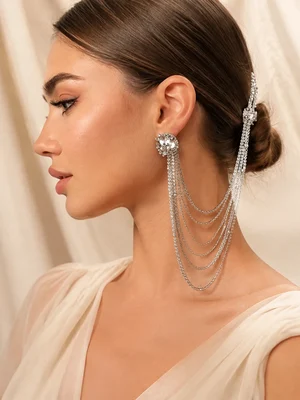 Ear Cuff + Stud Set, silver