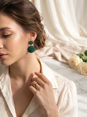 Сережки "Charlotte", смарагдові — photo 1