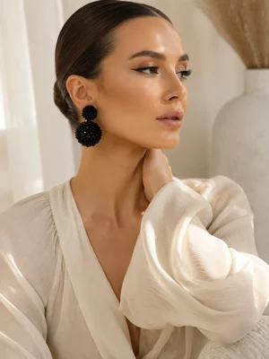 Сережки "Cleopatra", чорні — photo 1