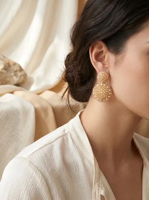 Сережки "Cleopatra", шампань — photo 1