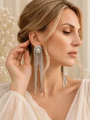 Сережки "Pearl", срібні з ланцюжками каскад — photo 1