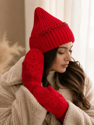Bonnet rouge avec parsemé