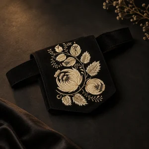 Suede Pouch "Paradise Apples", Black — Photo 2