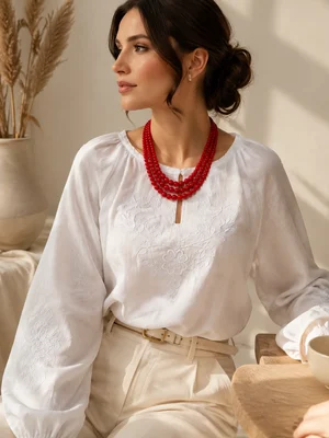 Linen Vyshyvanka "Tree of Life", cool white