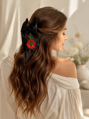 Bow Hair Clip "Petrykivka Painting"